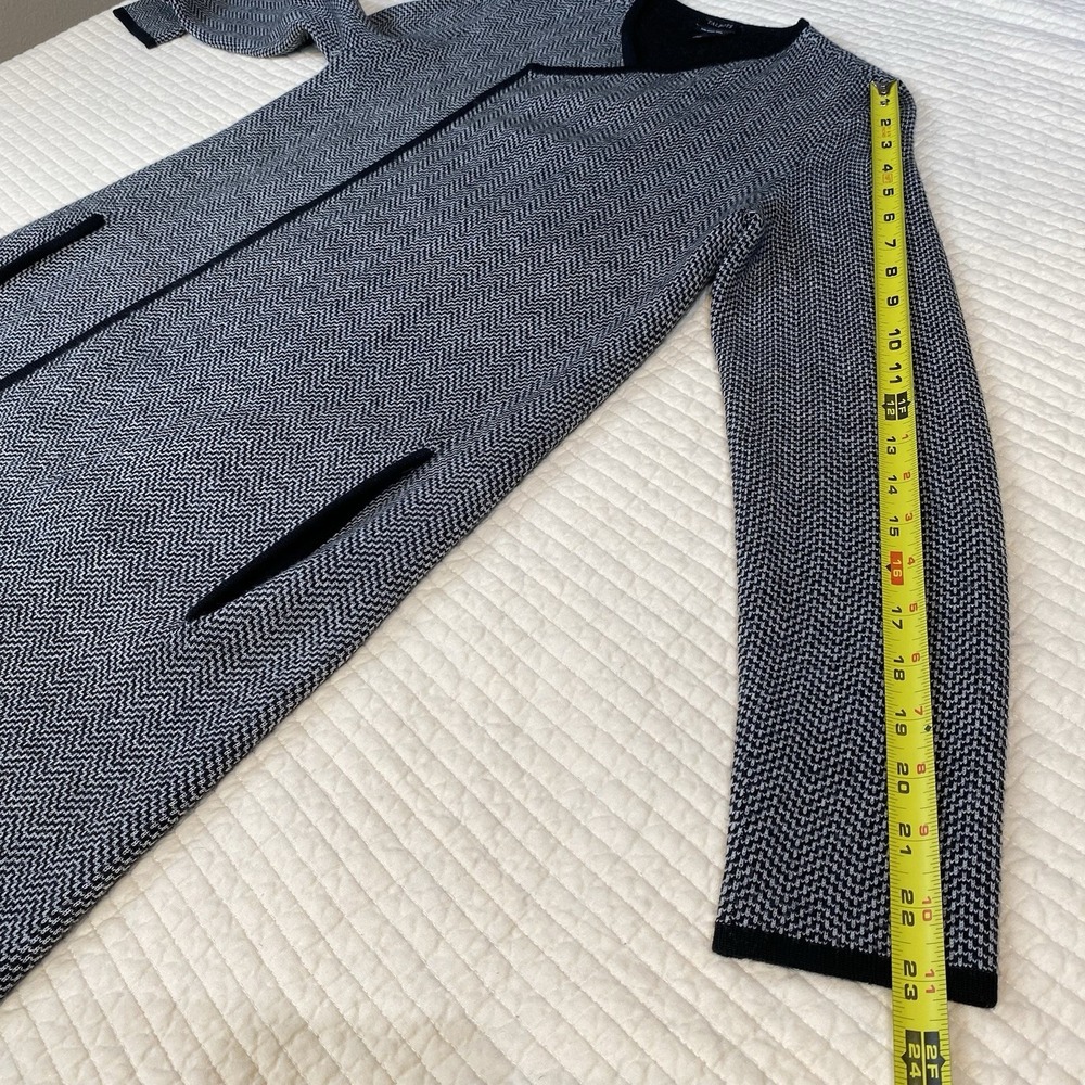Talbots Womens Merino Wool Front Open Knit Drape Cardigan Herringbone Sz XS Gray - Picture 14 of 16